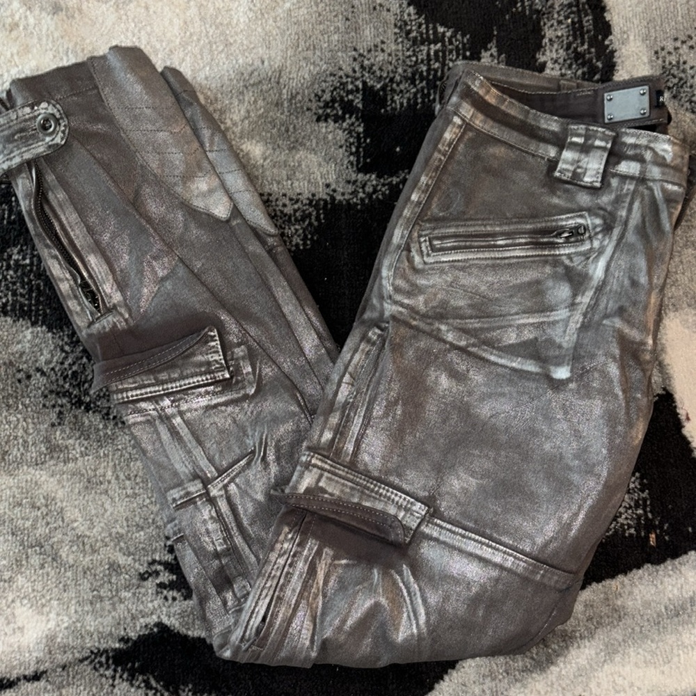 Ralph Lauren Silver Cargo Moto Jeans US  Size 30